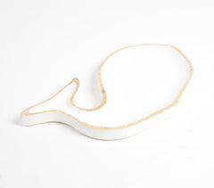 Distress Ivory Whale-Shaped Mango Wood Platter