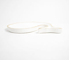 Distress Ivory Whale-Shaped Mango Wood Platter