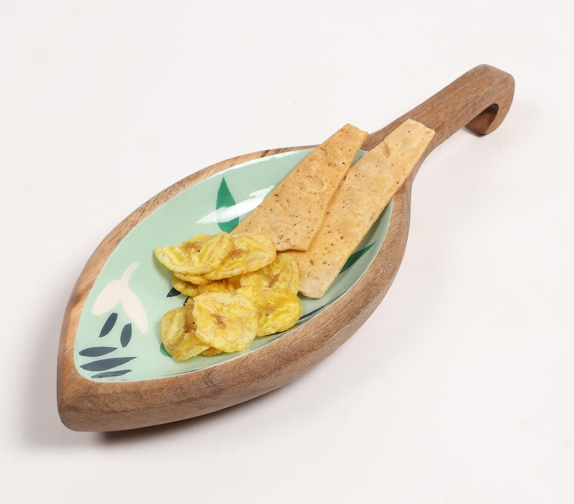 Enamelled Botanical Wooden Serving Platter