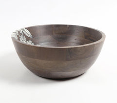 Hand Painted Mango Wood Floral-Sketch Bowl