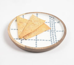 Enameled Checks Mango Wood Appetizer Plate