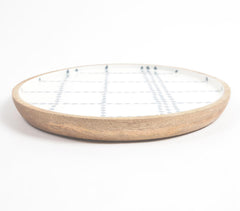Enameled Checks Mango Wood Dinner Plate