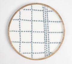 Enameled Checks Mango Wood Dinner Plate