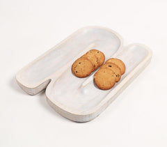 Hand Carved N-Shaped Wooden Platter