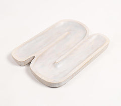 Hand Carved N-Shaped Wooden Platter