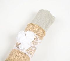 Jute & Floral Lace Napkin rings (set of 4)