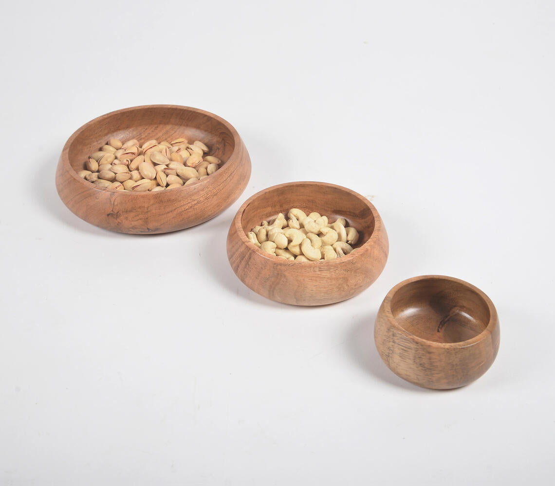 Turned Acacia Wood Nesting Bowls