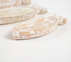 Distressed Mango Wood Fish-Shaped Trays (set of 3)