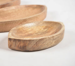 Marquise-Shaped Mango Wood Trays (set of 3)