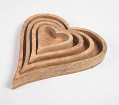 Heart-Shaped Mango Wood Nesting Trays (set of 4)
