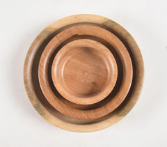 Turned acacia Wood Nesting Snack Bowls (set of 3)