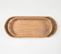 Classic Mango Wood Oblong Trays (set of 2)