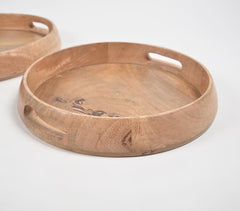 Raw Mango Wood Round Trays (set of 2)