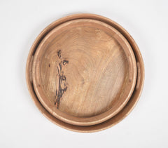 Raw Mango Wood Round Trays (set of 2)