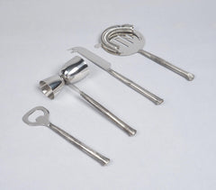 Silver-Toned Stainless Steel Bar Tools (Set of 4)