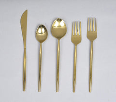 Silver & Gold-Toned Stainless Steel Flatware (Set of 5)