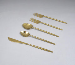 Silver & Gold-Toned Stainless Steel Flatware (Set of 5)