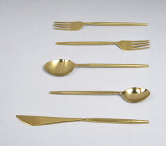 Silver & Gold-Toned Stainless Steel Flatware (Set of 5)