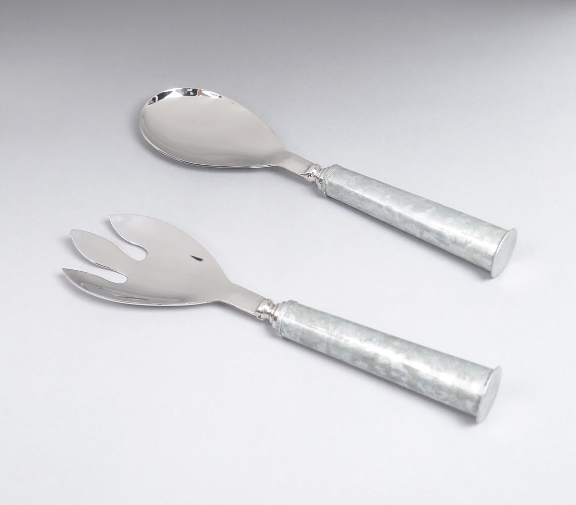 Stainless Steel & Galvanized Iron Salad Servers (Set of 2)