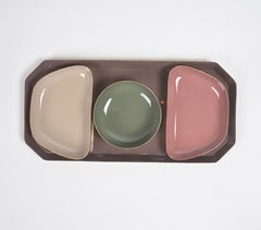 Enamelled Iron Dry Fruit Dishes and Tray Set