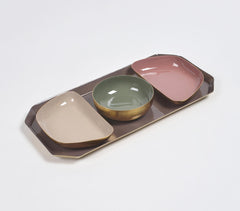 Enamelled Iron Dry Fruit Dishes and Tray Set