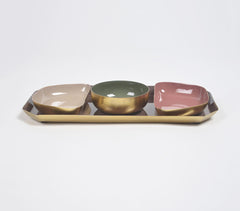 Enamelled Iron Dry Fruit Dishes and Tray Set
