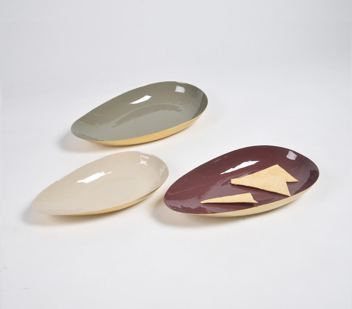 Enamelled Iron Egg-Shaped Snack Dishes (set of 3)