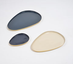 Enamelled Iron Egg-Shaped Snack Trays (set of 3)