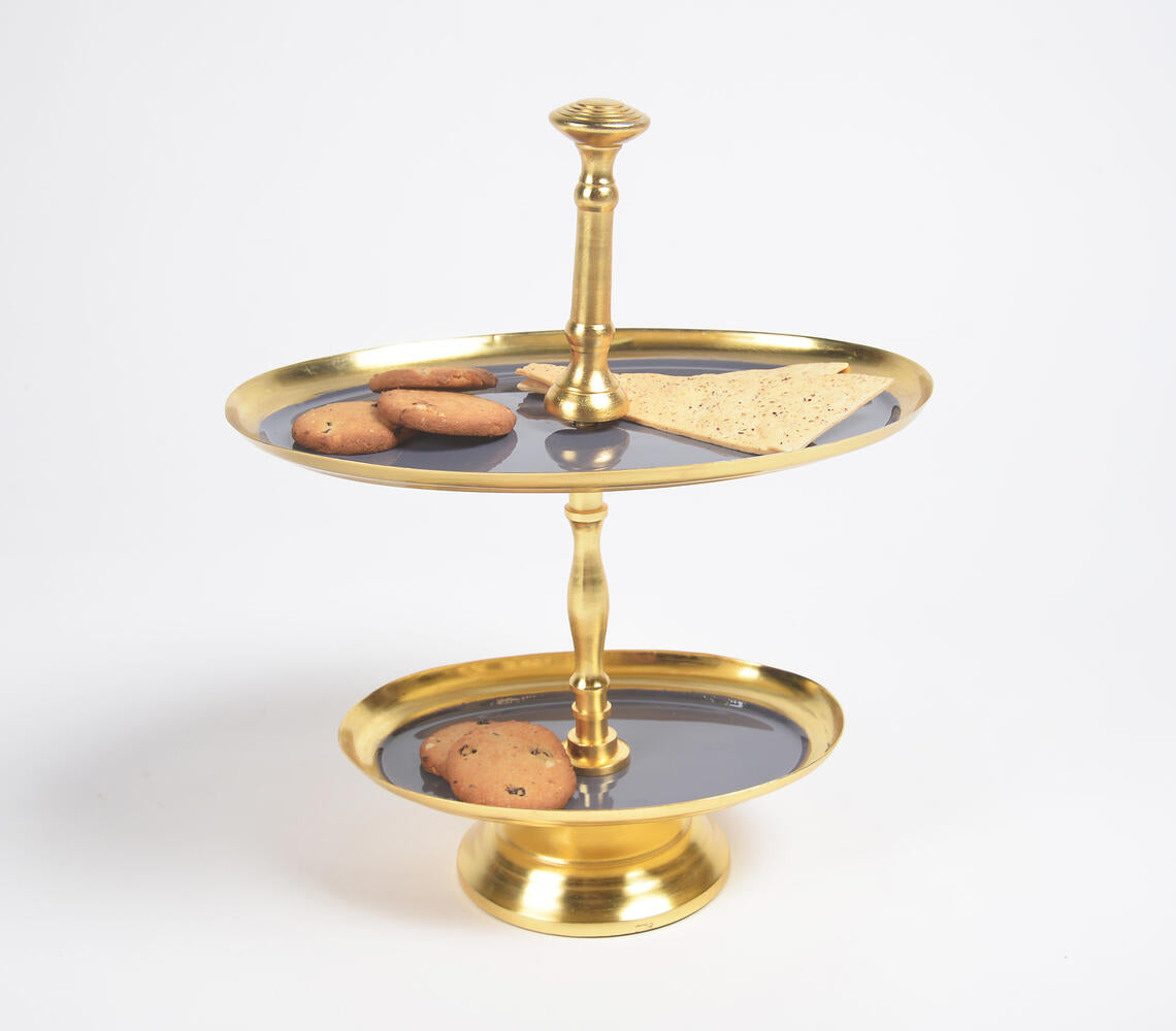 Enamelled Iron Two-Tiered Cupcake Stand