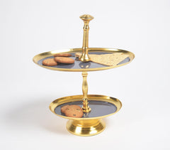 Enamelled Iron Two-Tiered Cupcake Stand