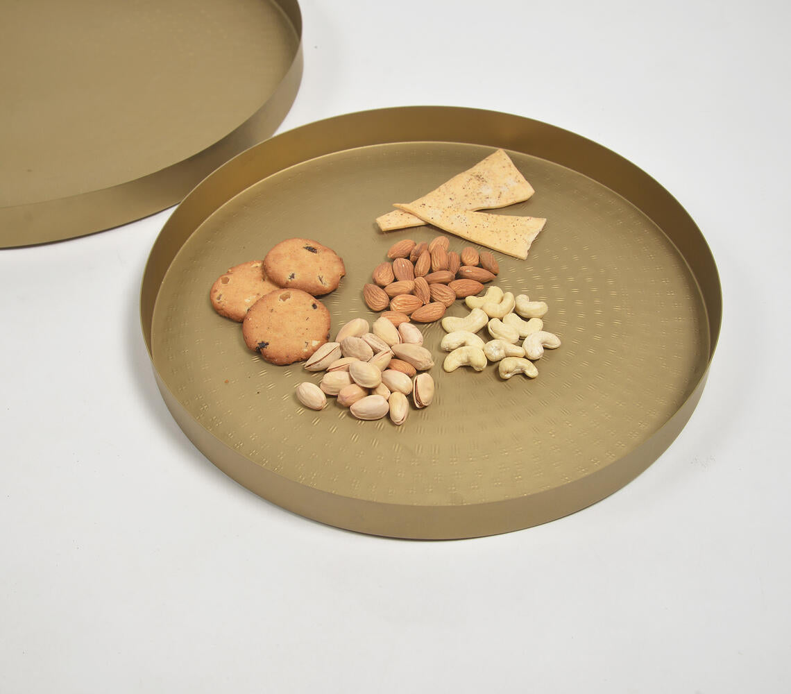 Gold-Toned Iron Round Platters (Set of 2)