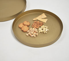 Gold-Toned Iron Round Platters (Set of 2)