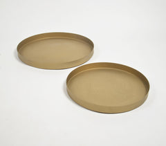 Gold-Toned Iron Round Platters (Set of 2)
