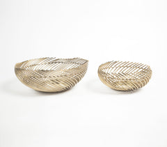 Antique Gold-Toned Iron Swirl Utility Bowls (set of 2)