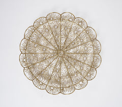 Antique Gold-Toned Coiled Floral Iron Platter