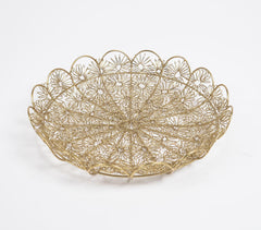Antique Gold-Toned Coiled Floral Iron Platter