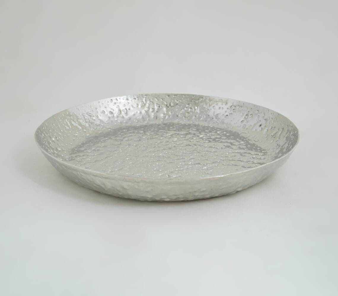 Crack Hammered Round Aluminium Tray