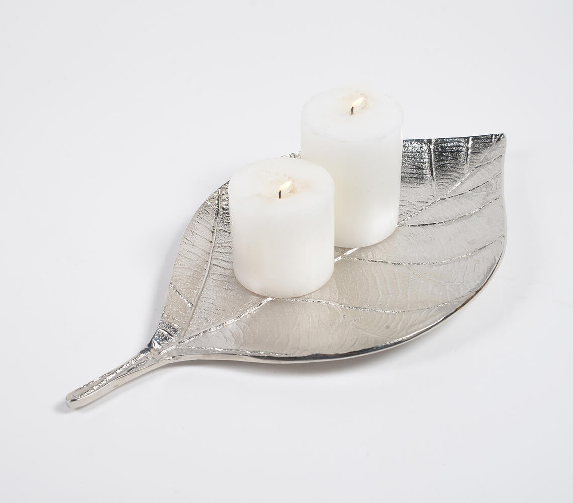 Antique Aluminium Autumn Leaf Tray