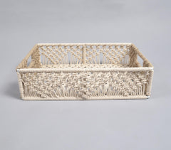 Jute & Cotton Macrame-Wrapped Iron Tray