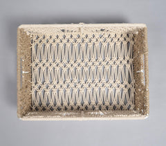 Jute & Cotton Macrame-Wrapped Iron Tray