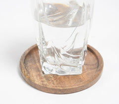 Button-Shaped Mango Wood Turned Coasters (Set of 4)