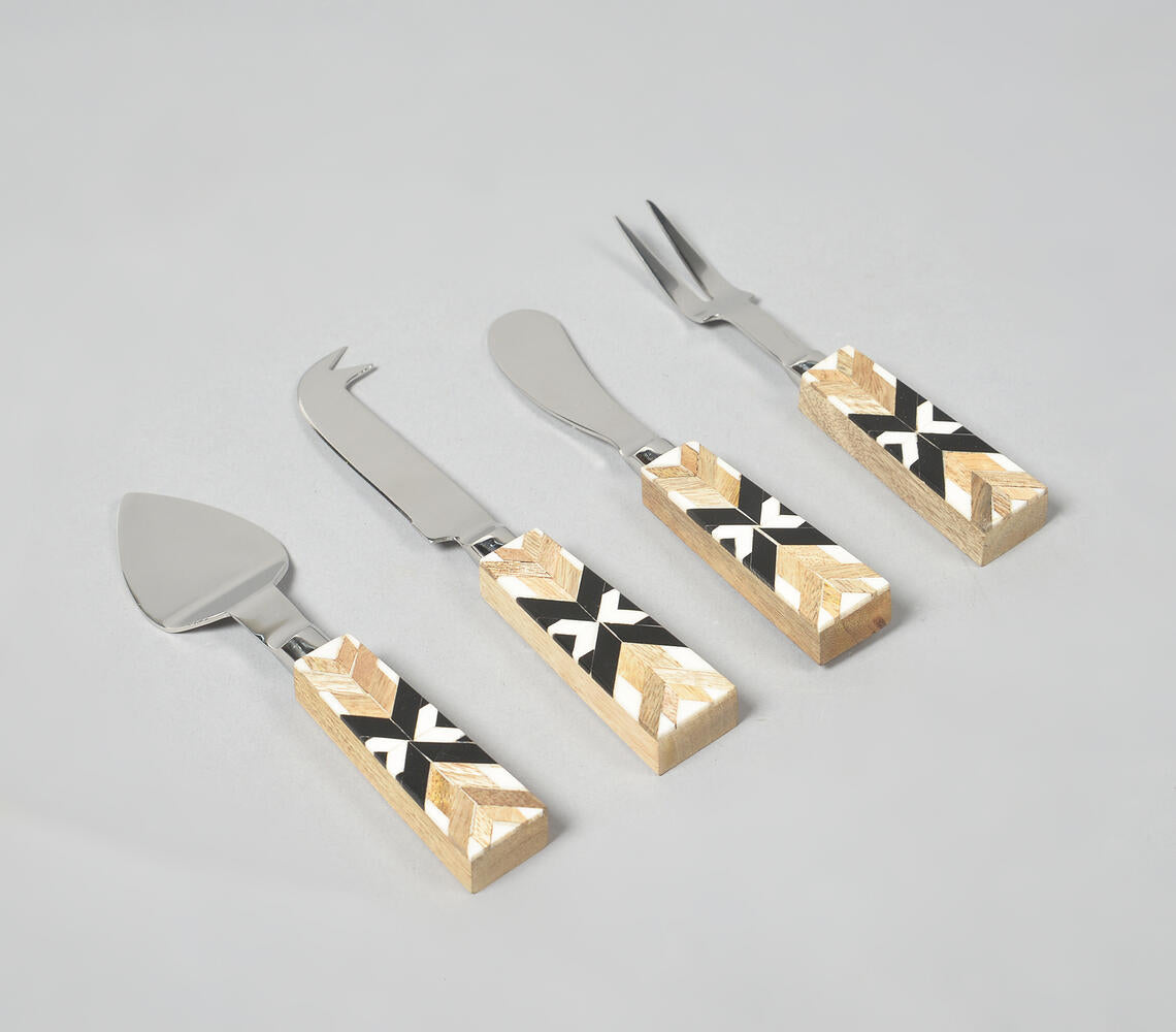 Art Deco Stainless Steel Cheese Set