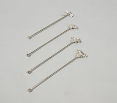 Rhinestone-Encrusted Stainless Steel Stirrers (Set of 4)