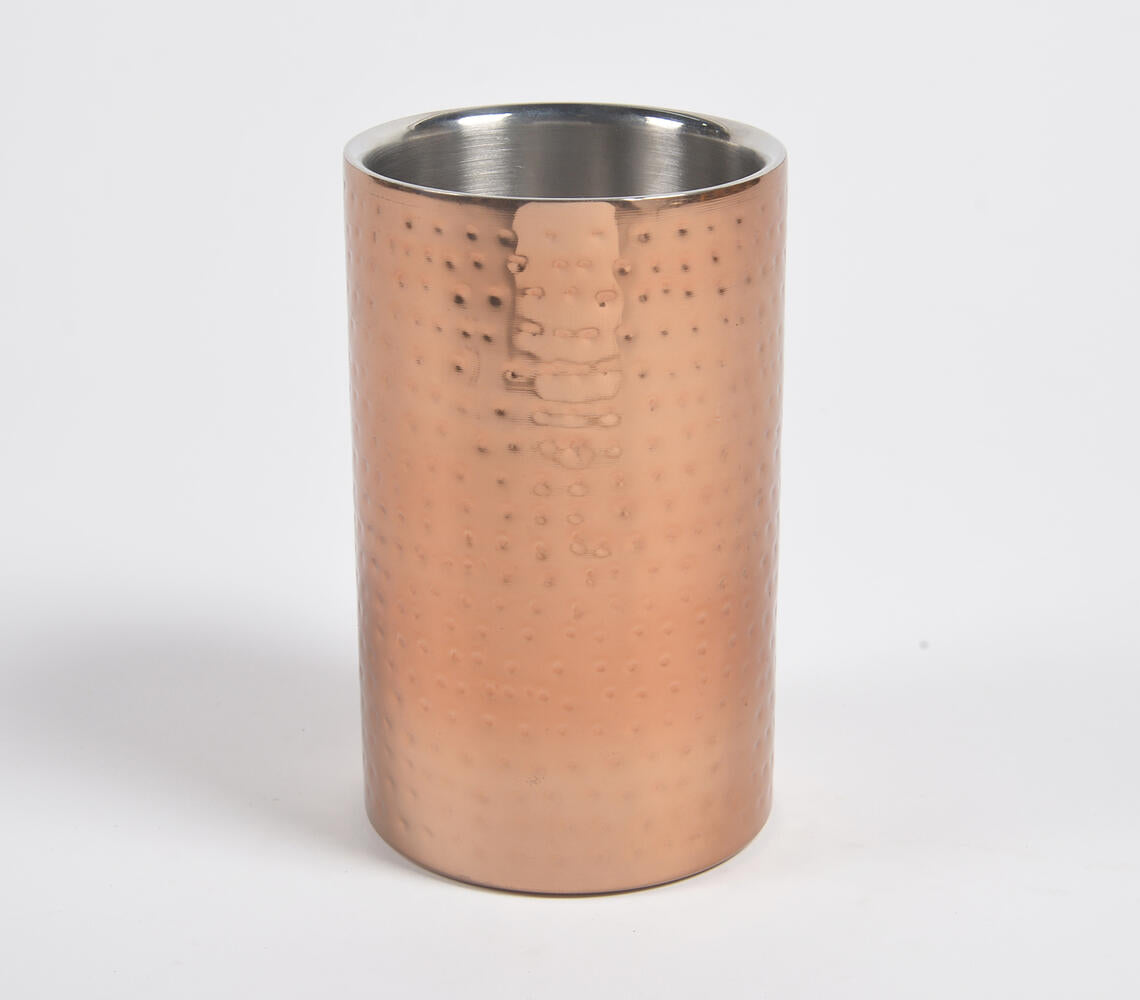 Hand Beaten Copper-Toned Stainless Steel Wine Cooler