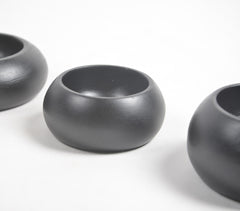 Matte Charcoal Touched Wooden Snack Bowls (Set of 3)
