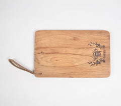 Hand Etched 'Bee Happy' Cutting Board with Leather Strap