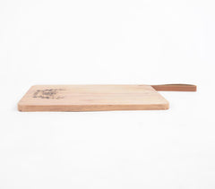 Hand Etched 'Bee Happy' Cutting Board with Leather Strap