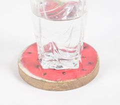 Watermelon Enamelled Wooden Coasters (Set Of 4)