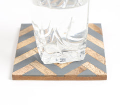Resin-Inlay Chevron Wooden Coasters (Set Of 4)
