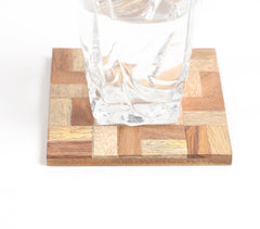 Wooden Puzzle-Block Coasters (Set Of 4)